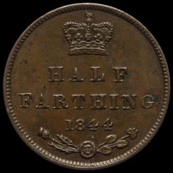 1844 Queen Victoria Young Head Half Farthing Reverse