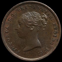 1844 Queen Victoria Young Head Half Farthing Obverse