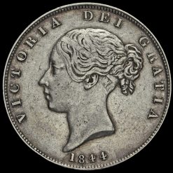 1844 Queen Victoria Young Head Silver Half Crown Obverse