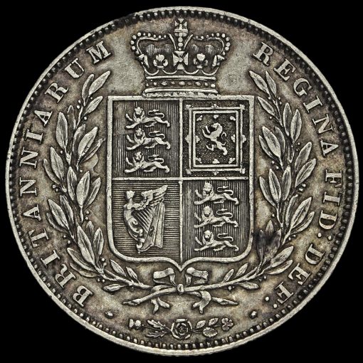 1844 Queen Victoria Young Head Silver Half Crown Reverse