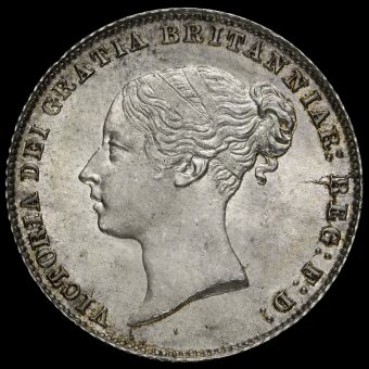 1859 Queen Victoria Young Head Silver Sixpence Obverse