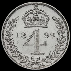 1899 Queen Victoria Veiled Head Silver Maundy Fourpence Reverse
