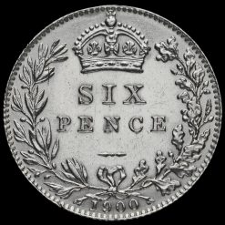 1900 Queen Victoria Veiled Head Silver Sixpence Reverse