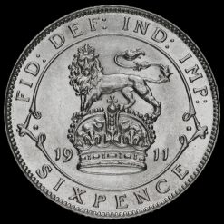 1911 George V Silver Sixpence Reverse