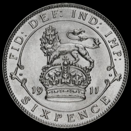 1911 George V Silver Sixpence Reverse