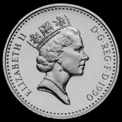 1990 Silver Proof Five Pence Obverse (new)