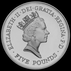 1990 Queen Mother 90th Birthday Silver Proof Crown Obverse