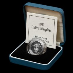 1990 Silver Proof £1 One Pound Coin Obverse