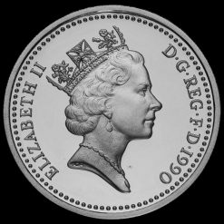 1990 Silver Proof £1 One Pound Coin Obverse