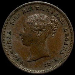 1843 Queen Victoria Young Head Half Farthing Obverse
