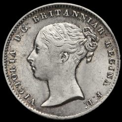 1856 Queen Victoria Young Head Silver Threepence Obverse