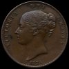 1859 Queen Victoria Young Head Copper Penny Obverse