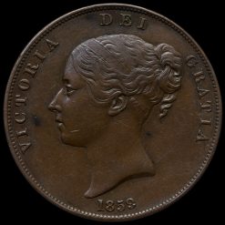 1859 Queen Victoria Young Head Copper Penny Obverse
