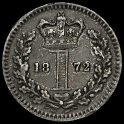 1872 Queen Victoria Young Head Silver Maundy Penny Reverse