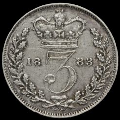 1883 Queen Victoria Young Head Silver Threepence Reverse