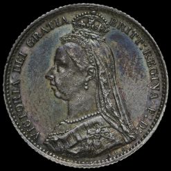 1887 Queen Victoria Jubilee Head Silver Wreath Sixpence Obverse