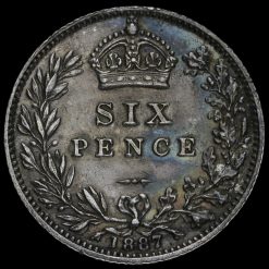 1887 Queen Victoria Jubilee Head Silver Wreath Sixpence Reverse