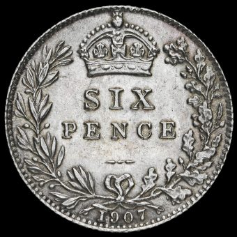 1907 Edward VII Silver Sixpence Reverse