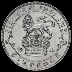 1911 George V Silver Sixpence Reverse
