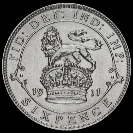 1911 George V Silver Sixpence Reverse