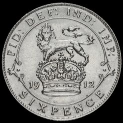 1912 George V Silver Sixpence Reverse