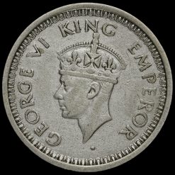 British India 1944 George VI Silver One Rupee Obverse