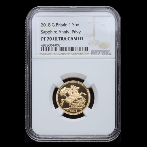2018 Elizabeth II Gold Proof Sovereign, NGC PF70 Ultra Cameo
