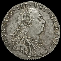 1787 George III Early Milled Silver Sixpence Obverse