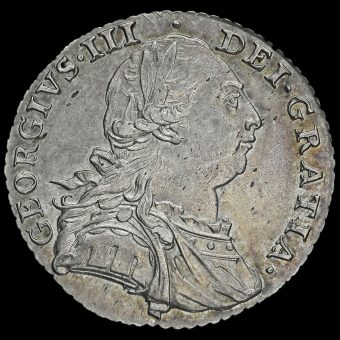 1787 George III Early Milled Silver Shilling Obverse