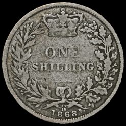 1868 Queen Victoria Young Head Silver Shilling Reverse