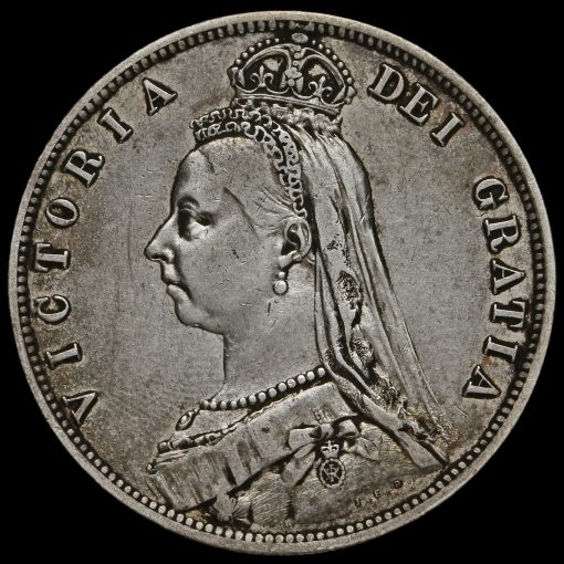1887 Queen Victoria Jubilee Head Silver Half Crown Obverse