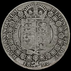 1892 Queen Victoria Jubilee Head Silver Half Crown Reverse