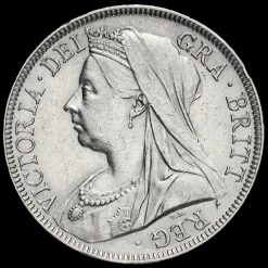 1895 Queen Victoria Veiled Head Silver Half Crown Obverse