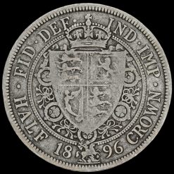 1896 Queen Victoria Veiled Head Silver Half Crown Reverse