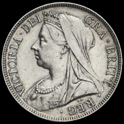 1897 Queen Victoria Veiled Head Silver Half Crown Obverse