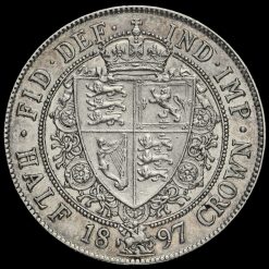 1897 Queen Victoria Veiled Head Silver Half Crown Reverse