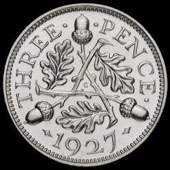 1927 George V Silver Proof Threepence Reverse