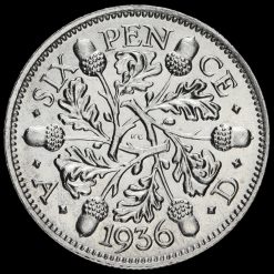 1936 George V Silver Sixpence Obverse