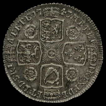 1743 George II Early Milled Silver Shilling Reverse