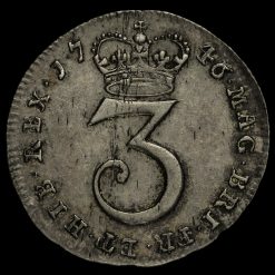 1746 George II Early Milled Silver Maundy Threepence Reverse