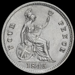 1845 Queen Victoria Young Head Silver Fourpence / Groat Reverse