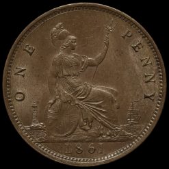 1861 Queen Victoria Bun Head Penny Reverse