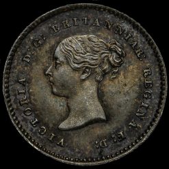 1865 Queen Victoria Young Head Silver Maundy Twopence Obverse