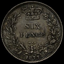 1877 Queen Victoria Young Head Silver Sixpence Reverse