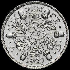 1927 George V Proof Silver Sixpence Reverse