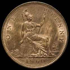 1860 Queen Victoria Bun Head Penny Reverse