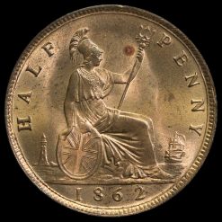 1862 Queen Victoria Bun Head Halfpenny Reverse
