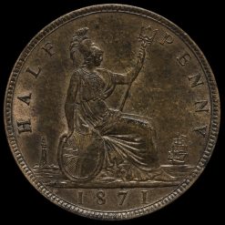 1871 Queen Victoria Bun Head Halfpenny Reverse