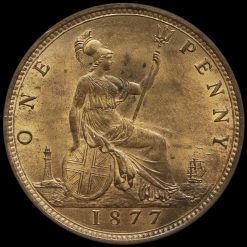 1877 Queen Victoria Bun Head Penny Reverse