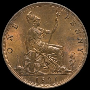 1891 Queen Victoria Bun Head Penny Reverse